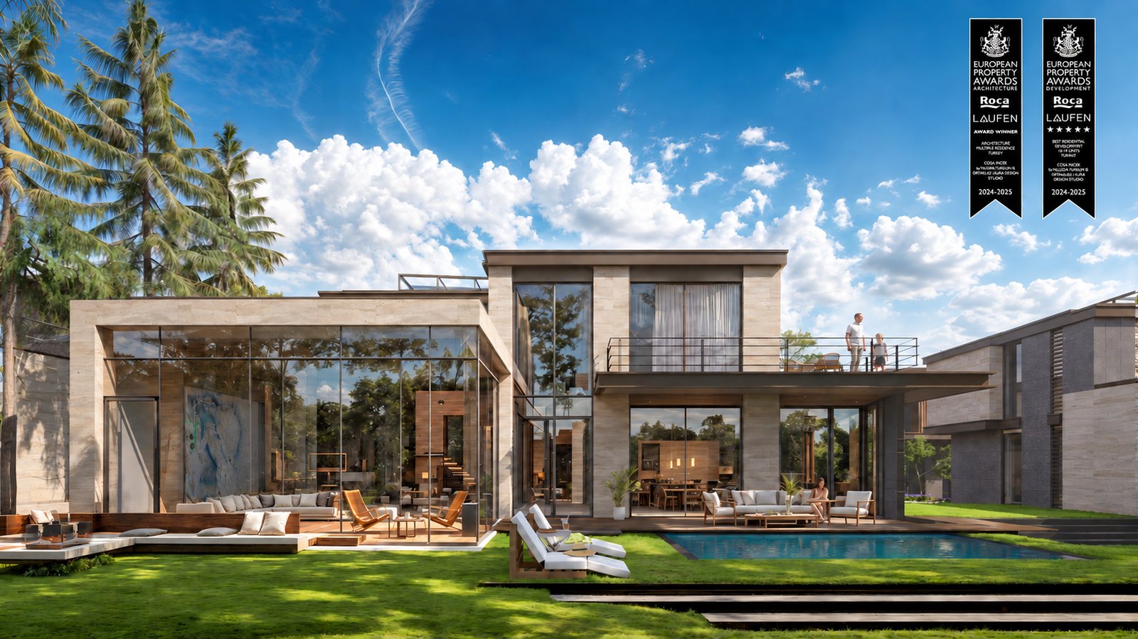 Cosa İncek architectural visualisation with two European Property Awards ribbons